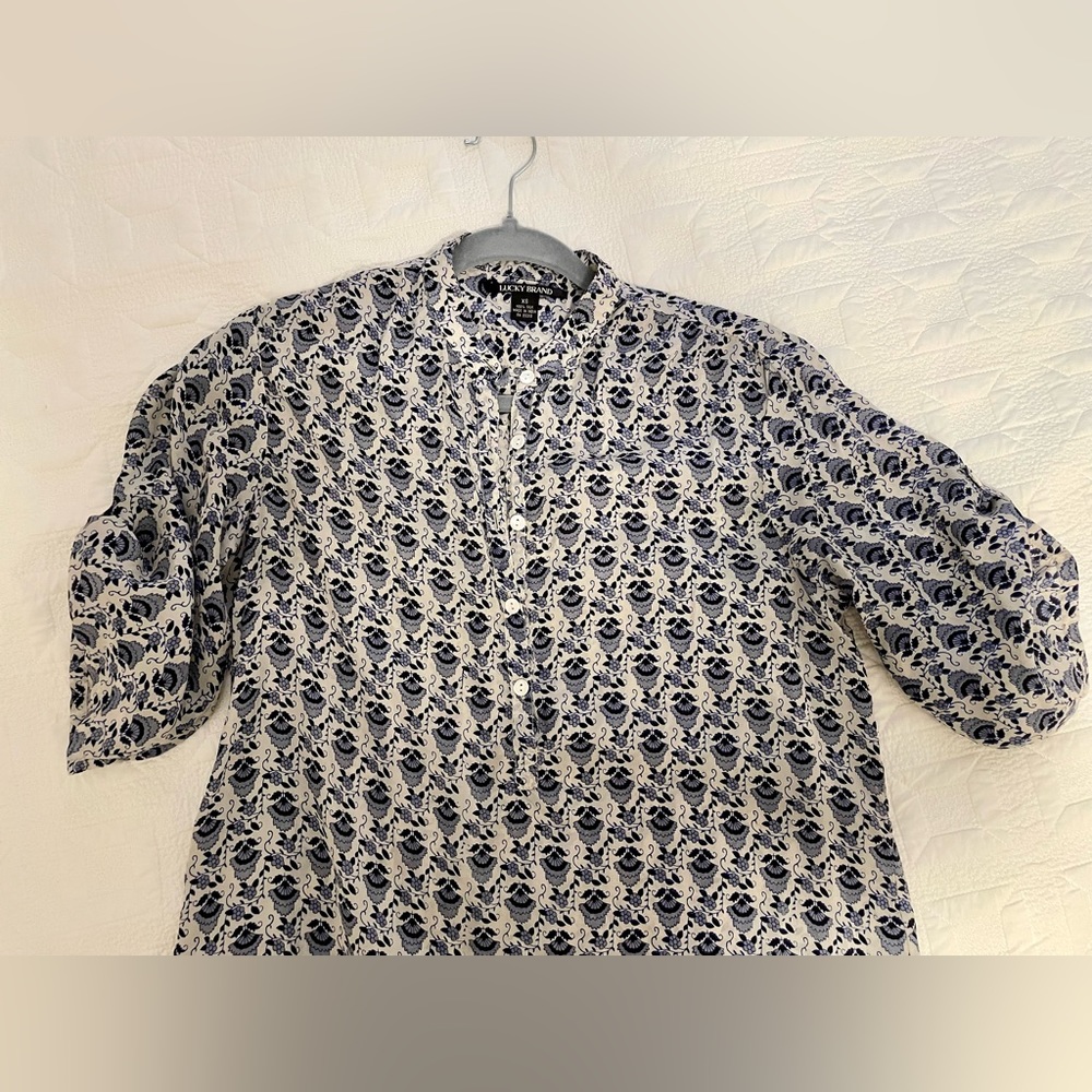 Lucky Brand Jeans 100% Silk Paisley Blouse